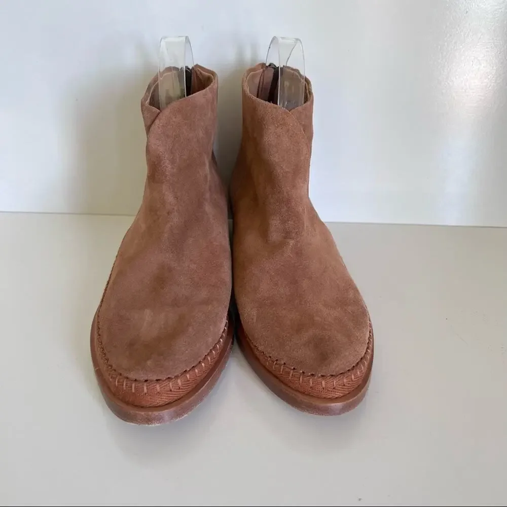 Soludos Women's Moccasin Hand-stitched Venetian Brown‎ Genuine Suede Booties